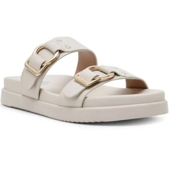 NIB DV Dolce Vita Women's Footbed Sandal Women's Cream Sandals with Gold Accents - Picture 1 of 6